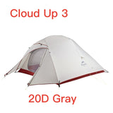 Naturehike Cloud Up Serie 123 Upgraded Camping Tent Waterproof Outdoor Hiking Tent 20D 210T Nylon Backpacking Tent Free Mat