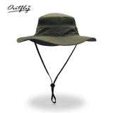 Summer Boonie Bucket Hat Men Fishing Wide Brim Breathable Mesh Polyester