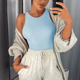O Neck Sleeveless Sexy Bodysuit Women Off Shoulder Body Top Streetwear White Bodysuits