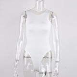 O Neck Sleeveless Sexy Bodysuit Women Off Shoulder Body Top Streetwear White Bodysuits