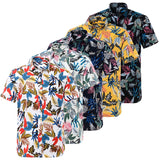 Summer Mens Hawaiin Shirt Printed Short Sleeve Flower Beach Floral Patterns