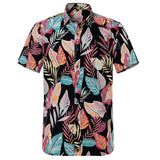 Summer Mens Hawaiin Shirt Printed Short Sleeve Flower Beach Floral Patterns