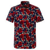 Summer Mens Hawaiin Shirt Printed Short Sleeve Flower Beach Floral Patterns