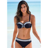 Black Bikini Swimsuit Women Dot Polka Push Up