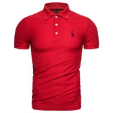 Men Polo Shirt Casual Deer Embroidery Cotton Short Sleeve