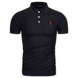 Men Polo Shirt Casual Deer Embroidery Cotton Short Sleeve