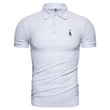Men Polo Shirt Casual Deer Embroidery Cotton Short Sleeve