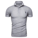 Men Polo Shirt Casual Deer Embroidery Cotton Short Sleeve