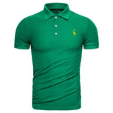 Men Polo Shirt Casual Deer Embroidery Cotton Short Sleeve