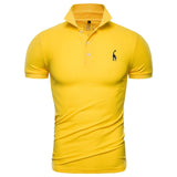 Men Polo Shirt Casual Deer Embroidery Cotton Short Sleeve