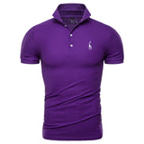 Men Polo Shirt Casual Deer Embroidery Cotton Short Sleeve