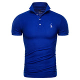 Men Polo Shirt Casual Deer Embroidery Cotton Short Sleeve