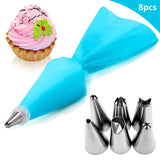 8/26Pcs/Set Silicone Pastry Bag Tips Kitchen Cake Icing Piping Cream Cake Decorating Tools Reusable Pastry Bags