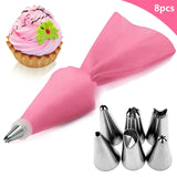 8/26Pcs/Set Silicone Pastry Bag Tips Kitchen Cake Icing Piping Cream Cake Decorating Tools Reusable Pastry Bags
