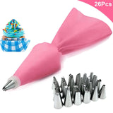 8/26Pcs/Set Silicone Pastry Bag Tips Kitchen Cake Icing Piping Cream Cake Decorating Tools Reusable Pastry Bags
