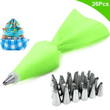 8/26Pcs/Set Silicone Pastry Bag Tips Kitchen Cake Icing Piping Cream Cake Decorating Tools Reusable Pastry Bags