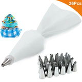 8/26Pcs/Set Silicone Pastry Bag Tips Kitchen Cake Icing Piping Cream Cake Decorating Tools Reusable Pastry Bags