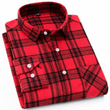 Men Red Yellow Flannel Plaid Casual Shirt Regular Fit Buttons